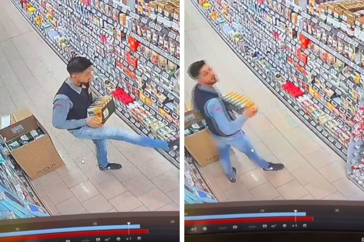 Store worker's football reflexes turn a viral sensation