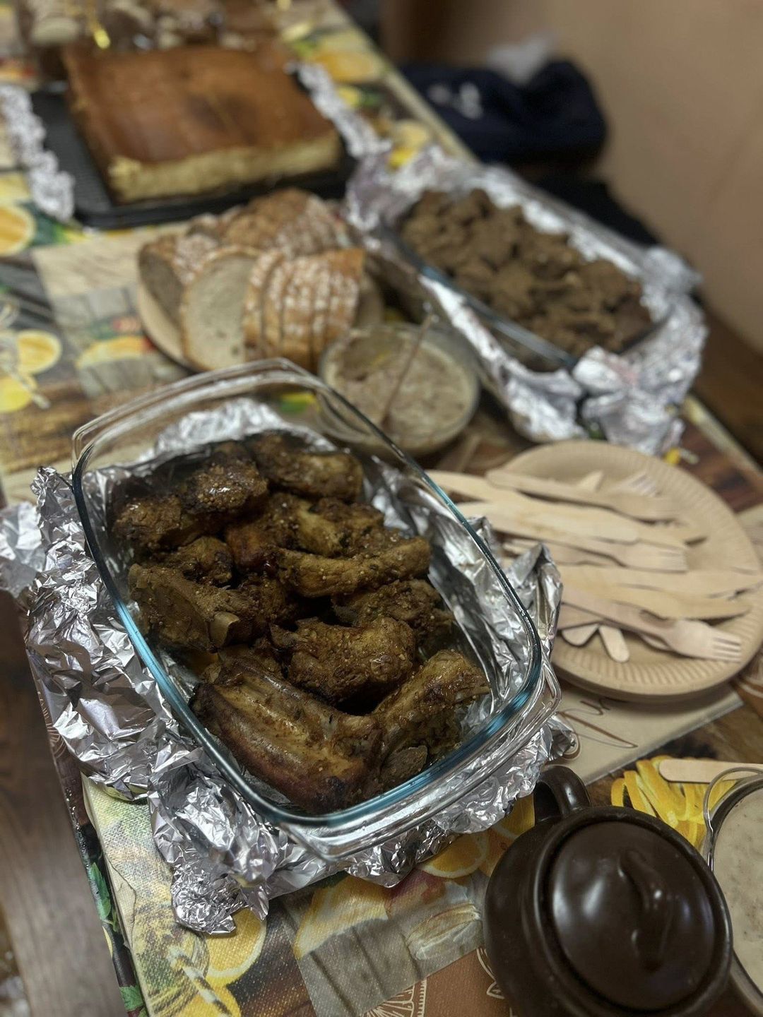 A po kąpieli był poczęstunek.  