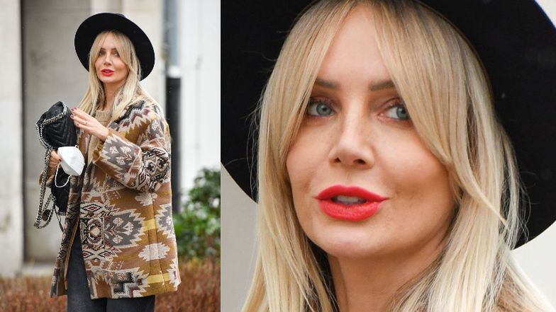 Zadowolona Agnieszka Woźniak-Starak w stylizacji "na włóczykija" mknie zrobić sobie NOWE PAZY