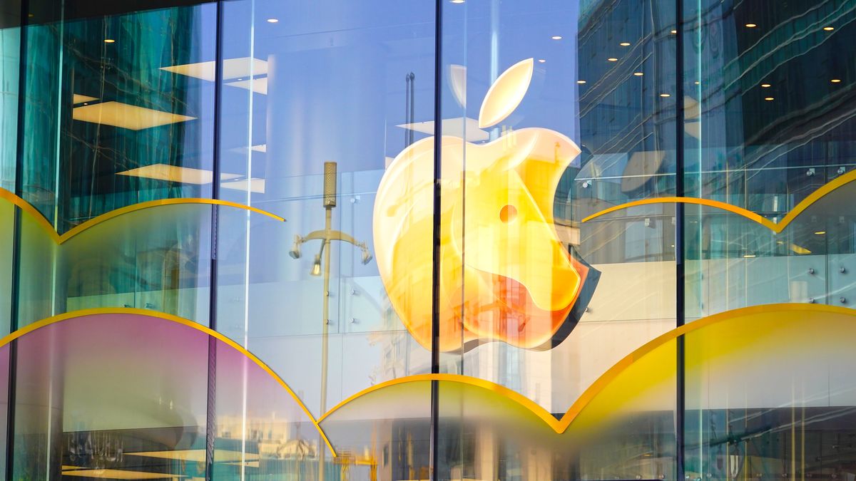 BEIJING, CHINA - JANUARY 26: Apple logo shows new look with horse motif at an Apple store as the Year of the Horse approaches on January 26, 2026 in Beijing, China. (Photo by Song Jiaru/VCG via Getty Images)