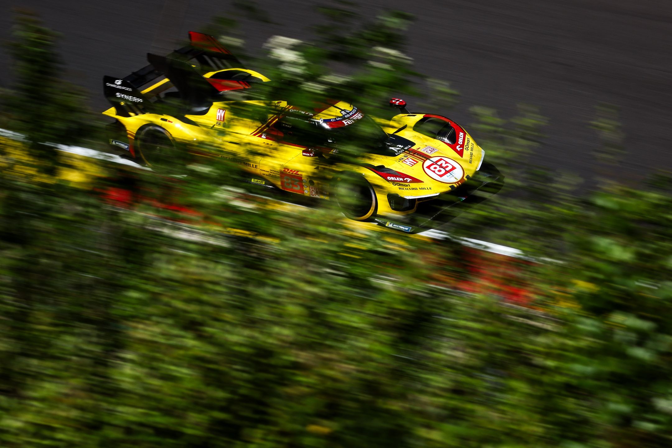 SPA, BELGIUM - 09 May: The #83 AF Corse Ferrari 499P of Robert Kubica, Robert Shwartzman, and Yifei Ye in action during practice for the 6 Hours of Spa at Circuit de Spa-Francorchamps on May 09, 2024 in Spa, Belgium. (Photo by James Moy Photography/Getty Images)