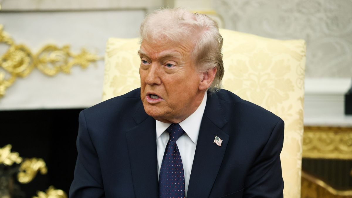 WASHINGTON, DC - MARCH 03: U.S. President Donald Trump speaks during a bilateral meeting with German Chancellor Friedrich Merz in the Oval Office of the White House on March 03, 2026 in Washington, DC. Trump and Merz are expected to discuss a range of topics including the recent U.S. and Israeli attacks on Iran and international tariffs imposed by the Trump administration. (Photo by Win McNamee/Getty Images)
