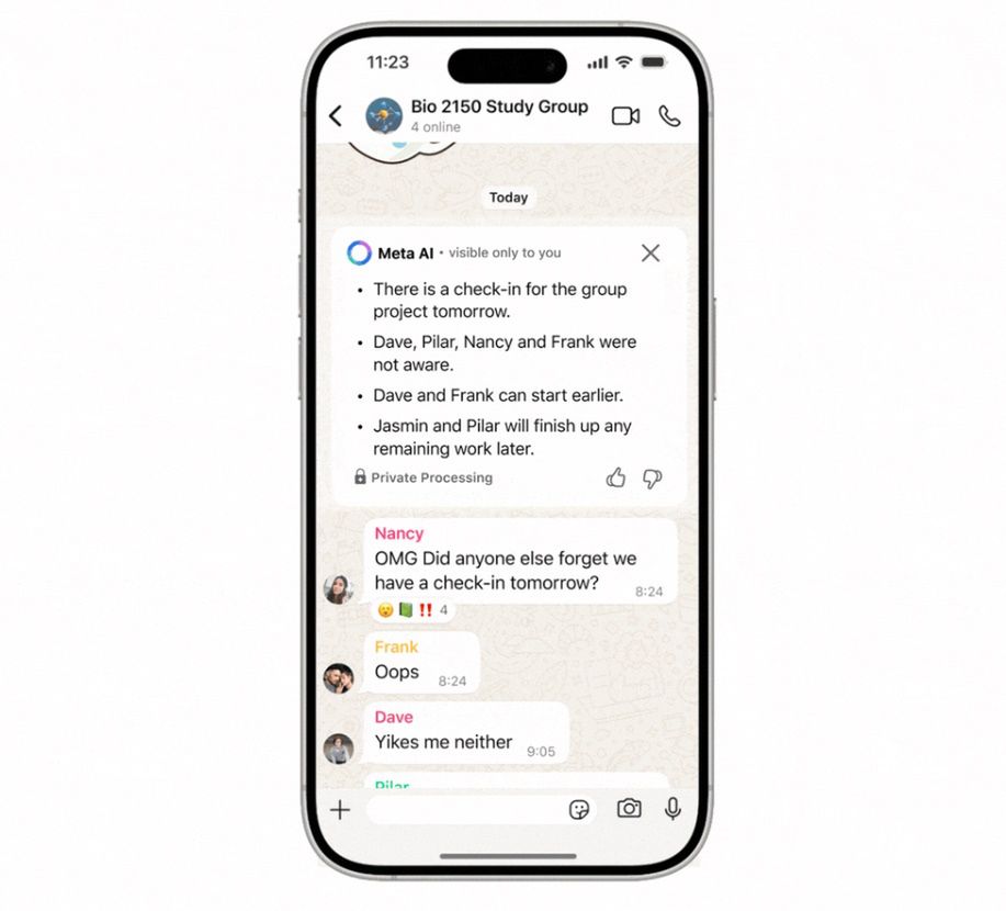 Podsumowania wiadomości w WhatsApp