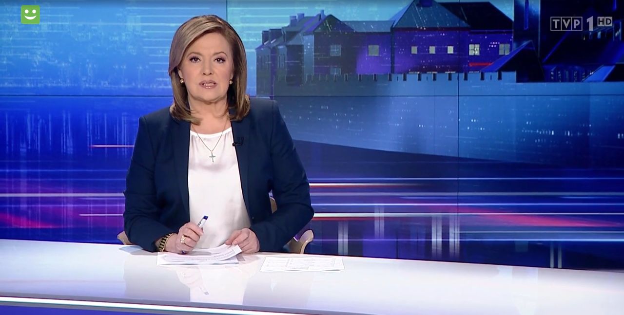 Danuta Holecka prowadziła czwartkowe wydanie "Wiadomości"