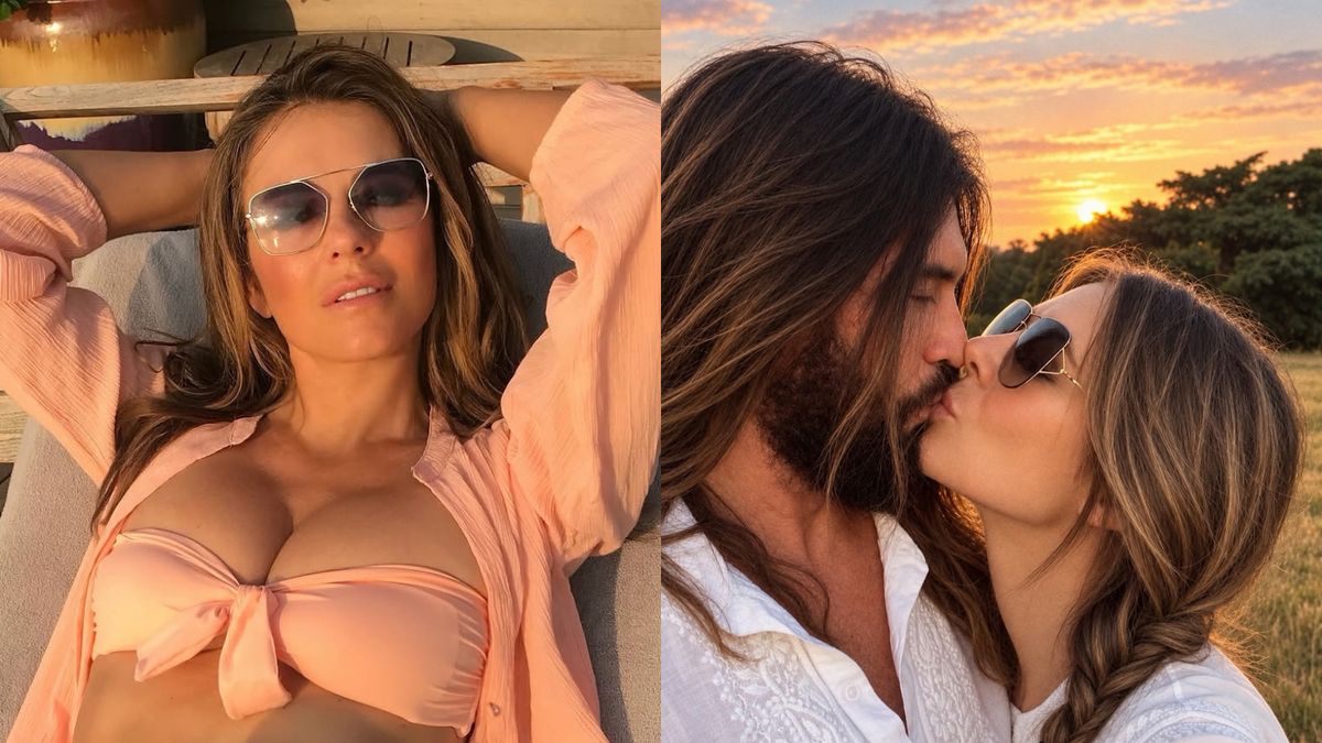 Elizabeth Hurley pozuje w bikini. Pokazała też kadr z ukochanym