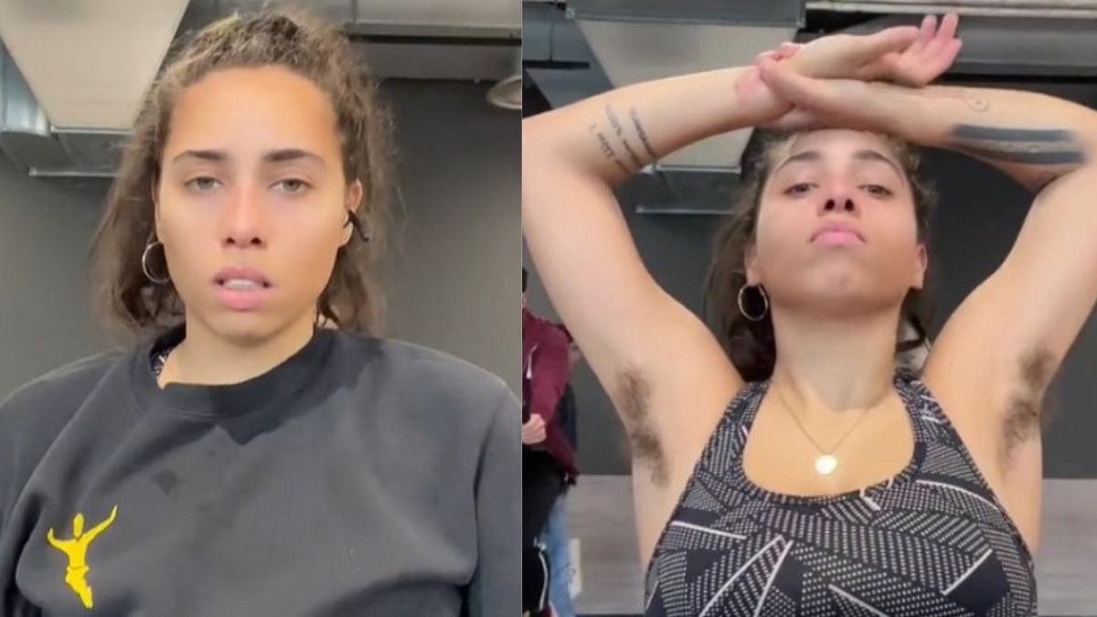 Pokazała swoje włosy pod pachami. 