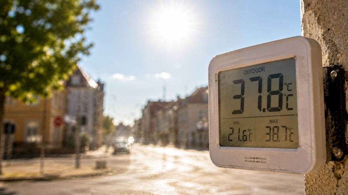 Termometr pokazujący wysoką temperaturę w słoneczny dzień