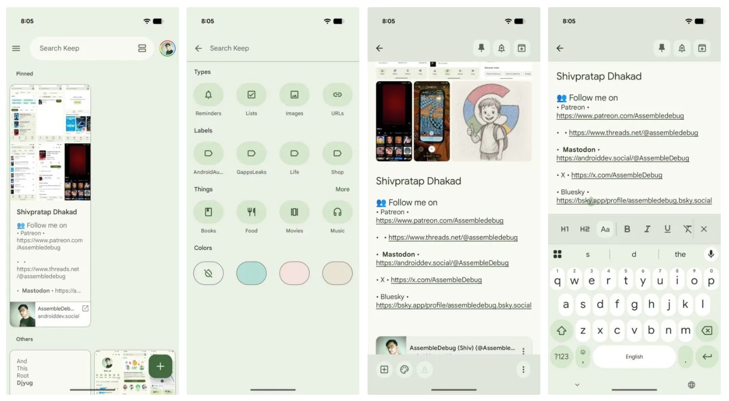 Google Keep po aktualizacji