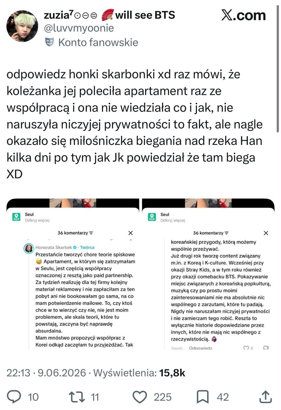 Fani oskarżają Honoratę Skarbek o stalking
