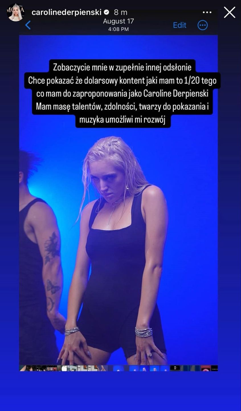 Posiniaczona Caroline Derpienski zapowiada nową piosenkę