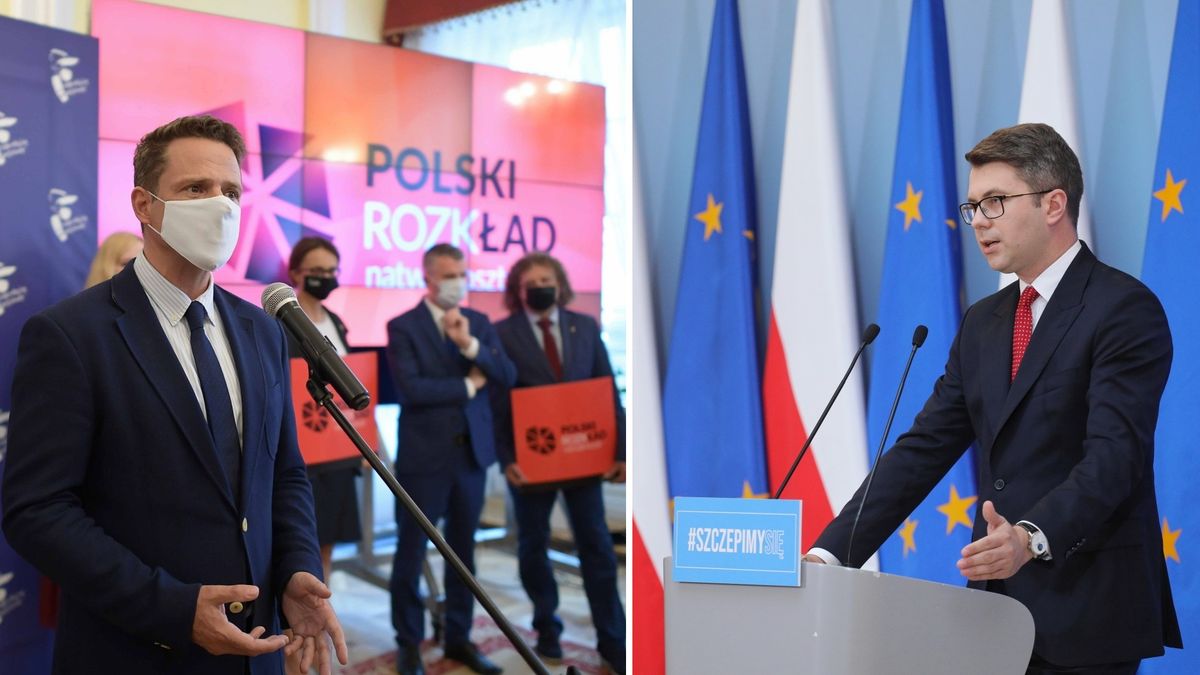 Polski Ład. Gminy stracą miliardy złotych na reformie? Samorządowcy alarmują, rzecznik rządu odpowiada Na zdjęciu Rafał Trzaskowski i Piotr Mueller.