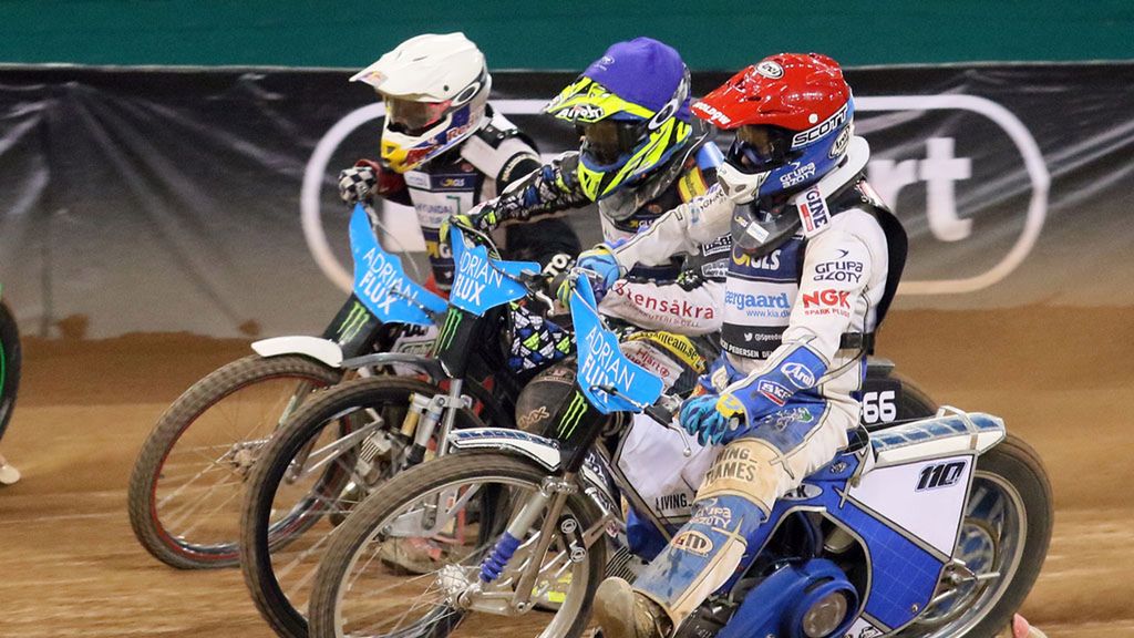 WP SportoweFakty / Jarosław Pabijan / SGP w Cardiff. Nicki Pedersen, Fredrik Lindgren, Maciej Janowski.