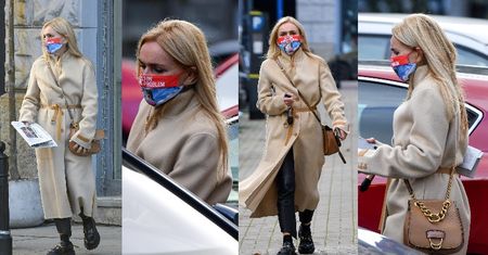 "Jesieniara" Monika Olejnik w masywnych mokasynach Gucci za 5 tysięcy pędzi do lokalnego sklepu po gazetę (ZDJĘCIA)