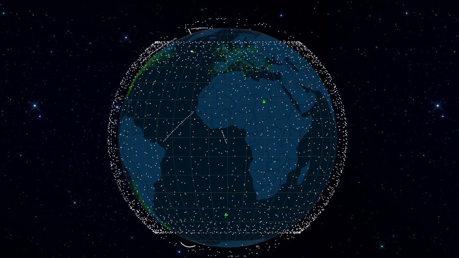Mapa rozmieszczenia satelitów Starlink na orbicie