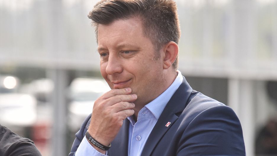 KRAKOVETS, UKRAINE - 2022/08/16: Michal Dworczyk (R), the Chief of the Chancellery of the Prime Minister's Office of Poland, attends the launch of the reconstructed checkpoint on the Ukrainian-Polish border "Krakovets - Korchova" near the village of Krakovets in the Lviv region. After the reconstruction began in June, the checkpoint "Krakovets" on the Ukrainian side of the Ukrainian-Polish border became fully operational. It was equipped with new lanes for cars and an increased number of lanes for trucks. Pavilions were also created for the customs and passport control of bus passengers. The reconstruction was carried out as part of the "Open Border" project paid for by the Polish government. (Photo by Pavlo Palamarchuk/SOPA Images/LightRocket via Getty Images)