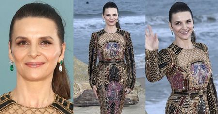 Juliette Binoche zachwyca w bogato zdobionej sukni od Balmain