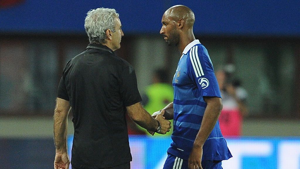 Na zdjęci od lewej: Raymond Domenech i Nicolas Anelka