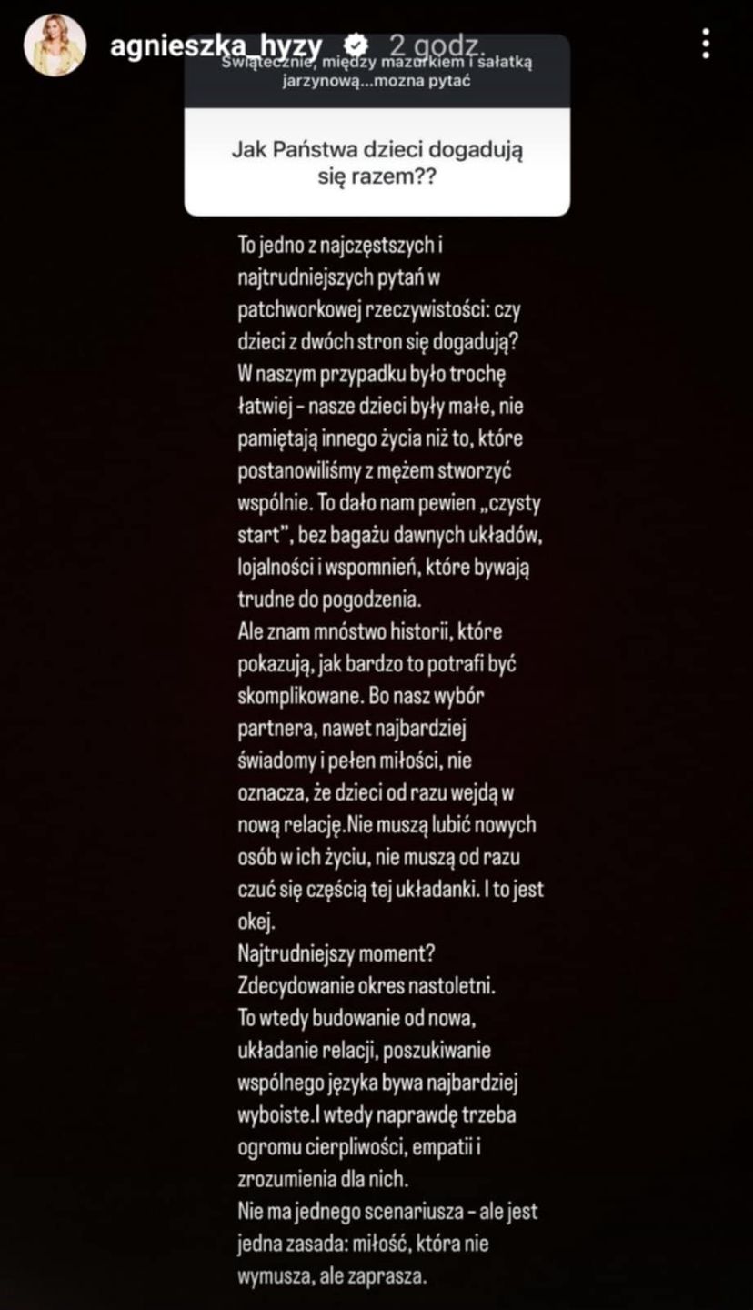 Agnieszka Hyży o funkcjonowaniu w patchworkowej rodzinie