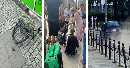 Kierowca czarnego BMW oszalał. Skasował dostawcę jedzenia!