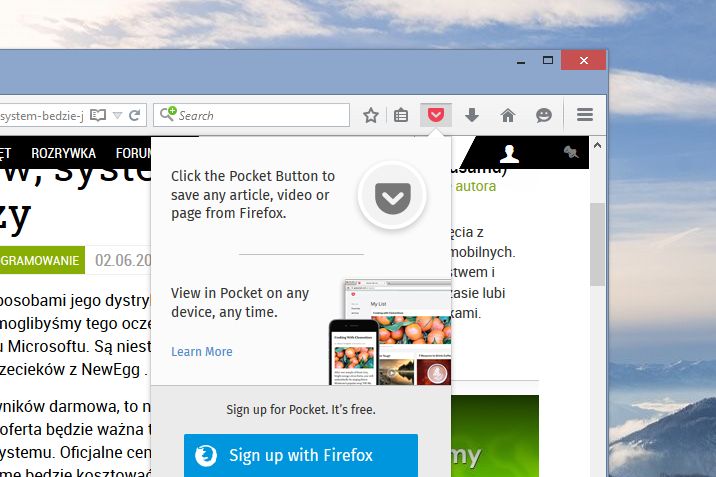 Nie przegapisz już żadnych artykułów: Firefox integruje się z Pocket