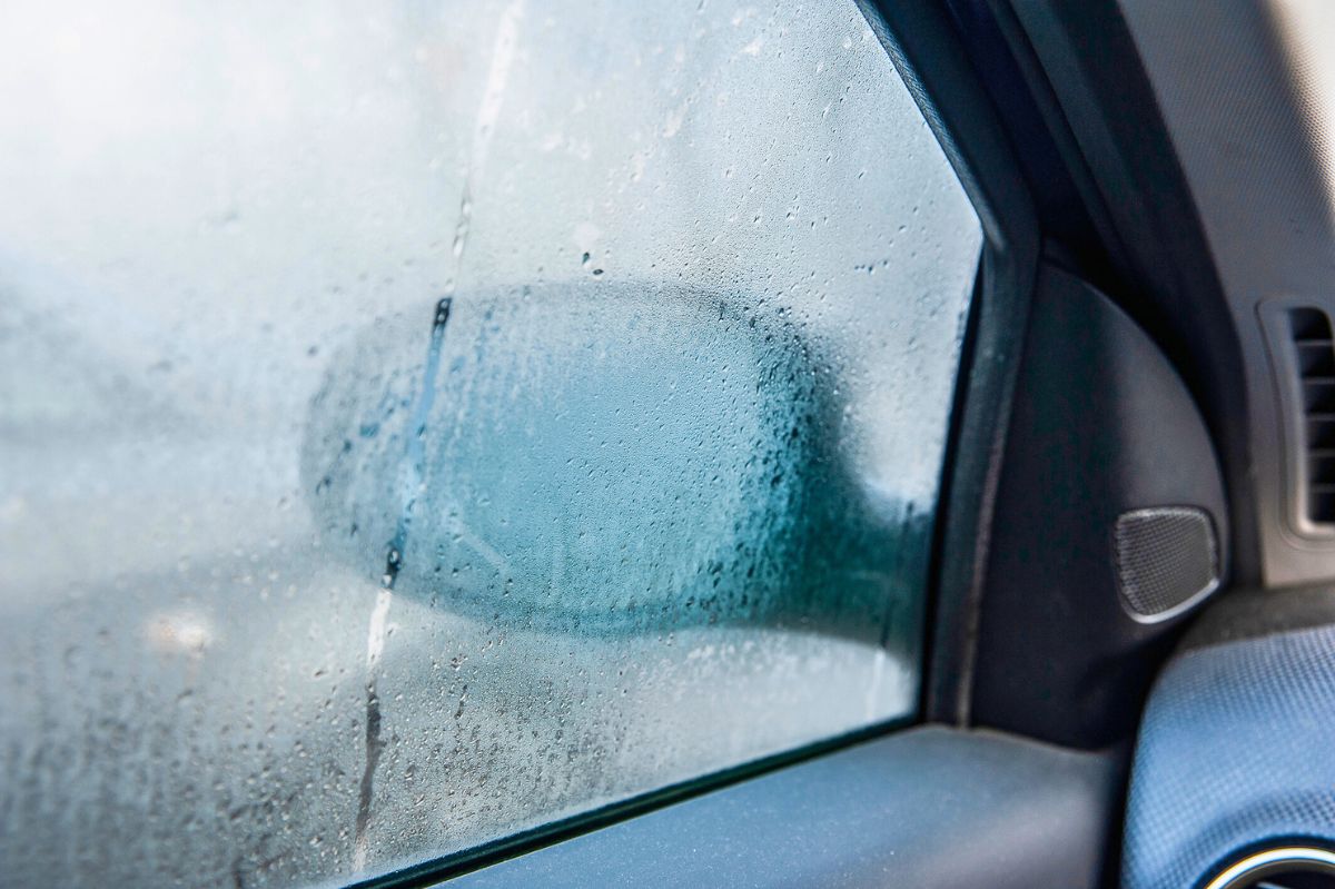 Steamed up window in the car