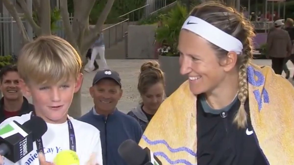 Wiktoria Azarenka i jej 7-letni syn Leo podczas wywiadu