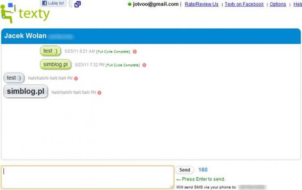 Texty - SMS przez przeglądarkę 3