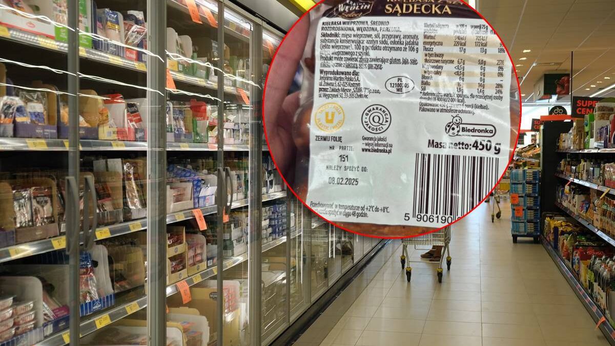 Przeterminowana kiełbasa w Biedronce