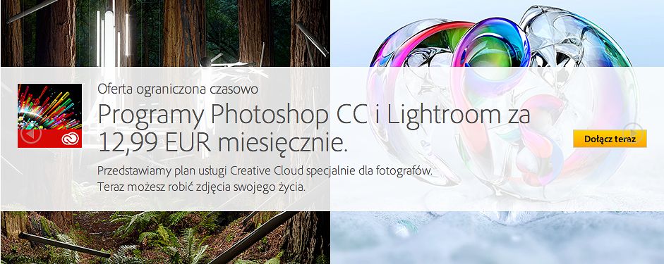 [Aktualizacja] Photoshop CC i Lightroom 5 na rok za 12,29 euro miesięcznie