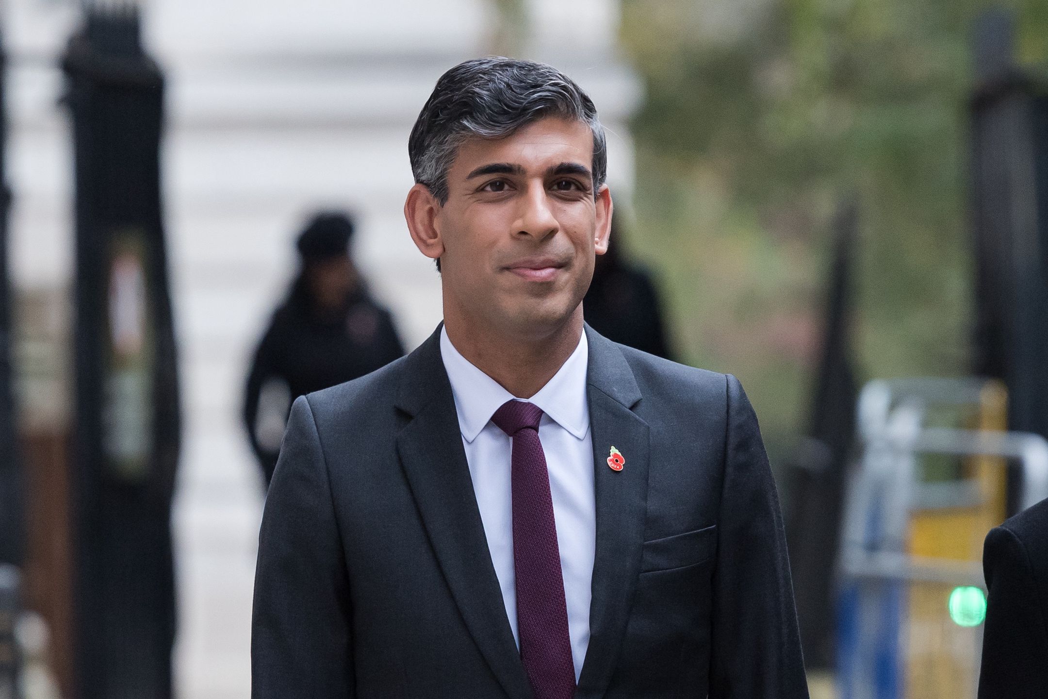 LONDON, UNITED KINGDOM - NOVEMBER 10, 2024: Former Prime Minister Rishi Sunak walks through Downing Street to attend the annual National Service of Remembrance at the Cenotaph in London, United Kingdom on November 10, 2024. (Photo credit should read Wiktor Szymanowicz/Future Publishing via Getty Images)