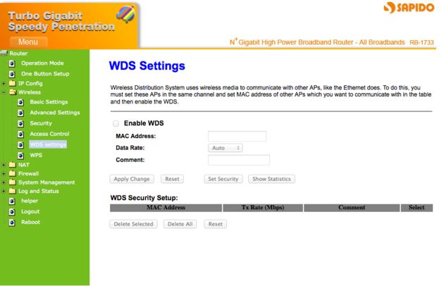 SAPIDO Turbo Gigabit Router RB-1733