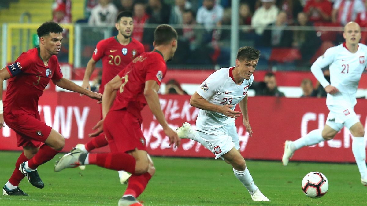 Krzysztof Piątek w meczu Polska - Portugalia