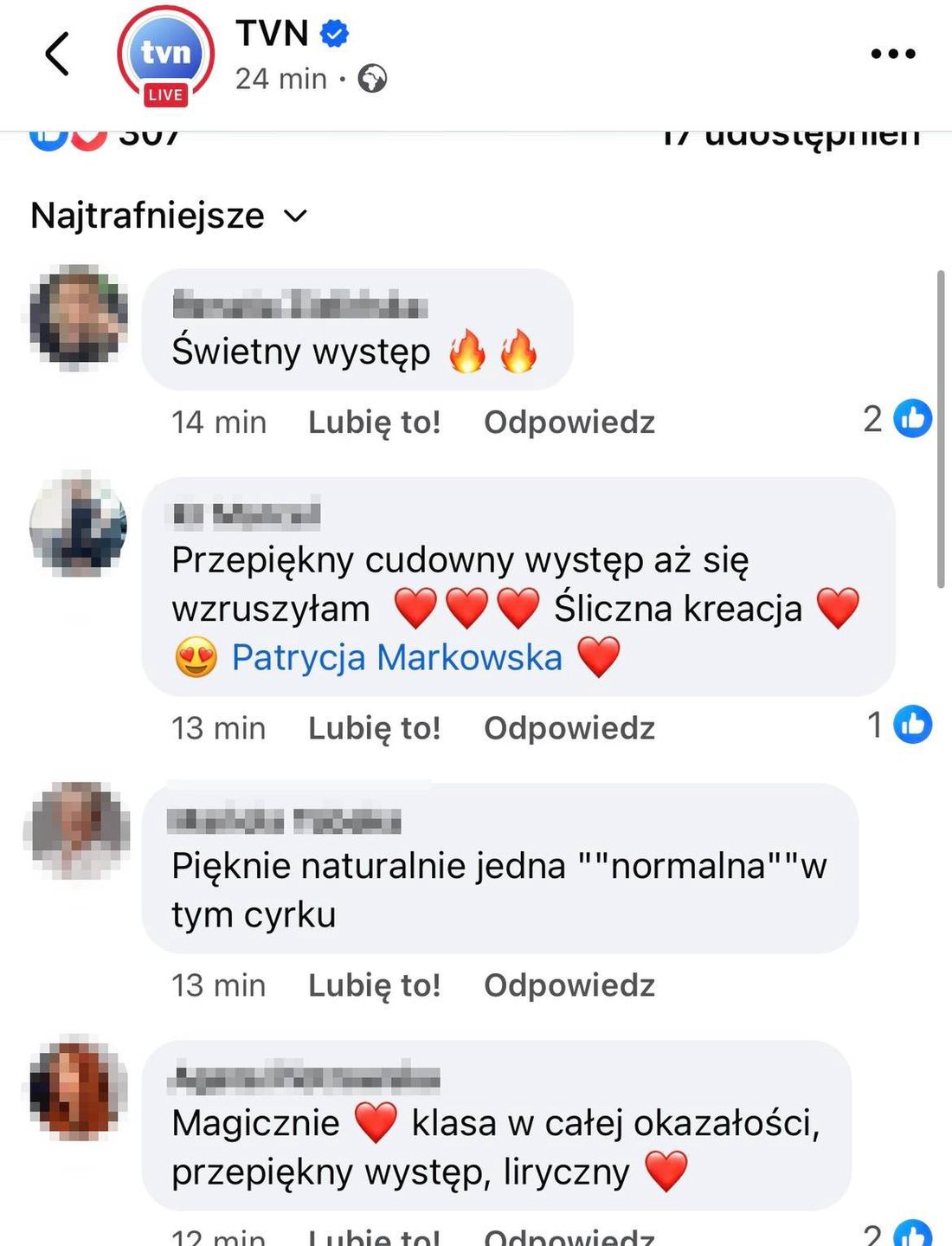 Internauci komentują występ Patrycji Markowskiej 