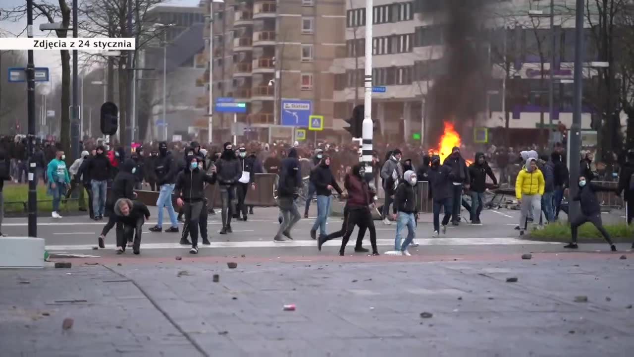 Zamieszki przeciwników obostrzeń w Holandii