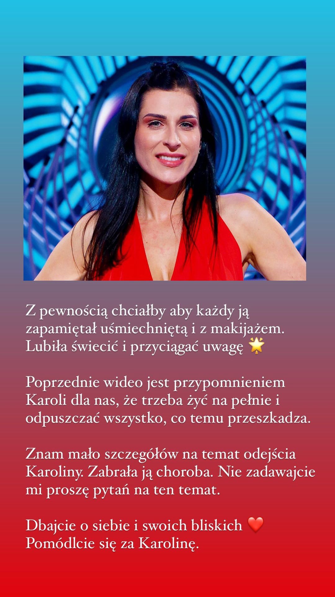 Karolina Sztafa z Big Brothera nie żyje