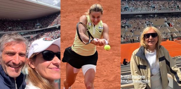 Polskie gwiazdy WSPIERAŁY z trybun Maję Chwalińską podczas finału na Roland Garros (ZDJĘCIA)