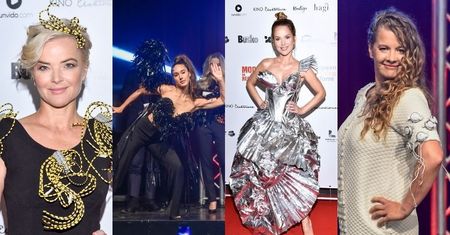 Celebrytki na pokazie "Moda na recykling": Ida Nowakowska jako czarny anioł, Monika Richardson z kablem na głowie, Paulina Sykut w folii (ZDJĘCIA)