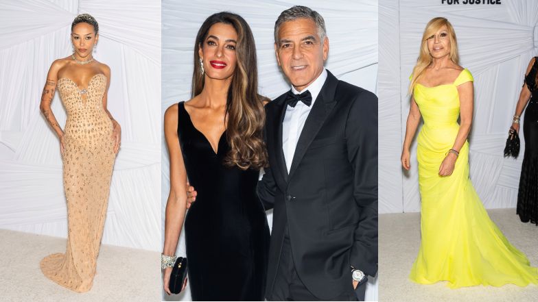 Celebryci brylują na imprezie charytatywnej Clooneyów: Amal i George w czerni, dostojna Doja Cat i kanarkowa Donatella Versace