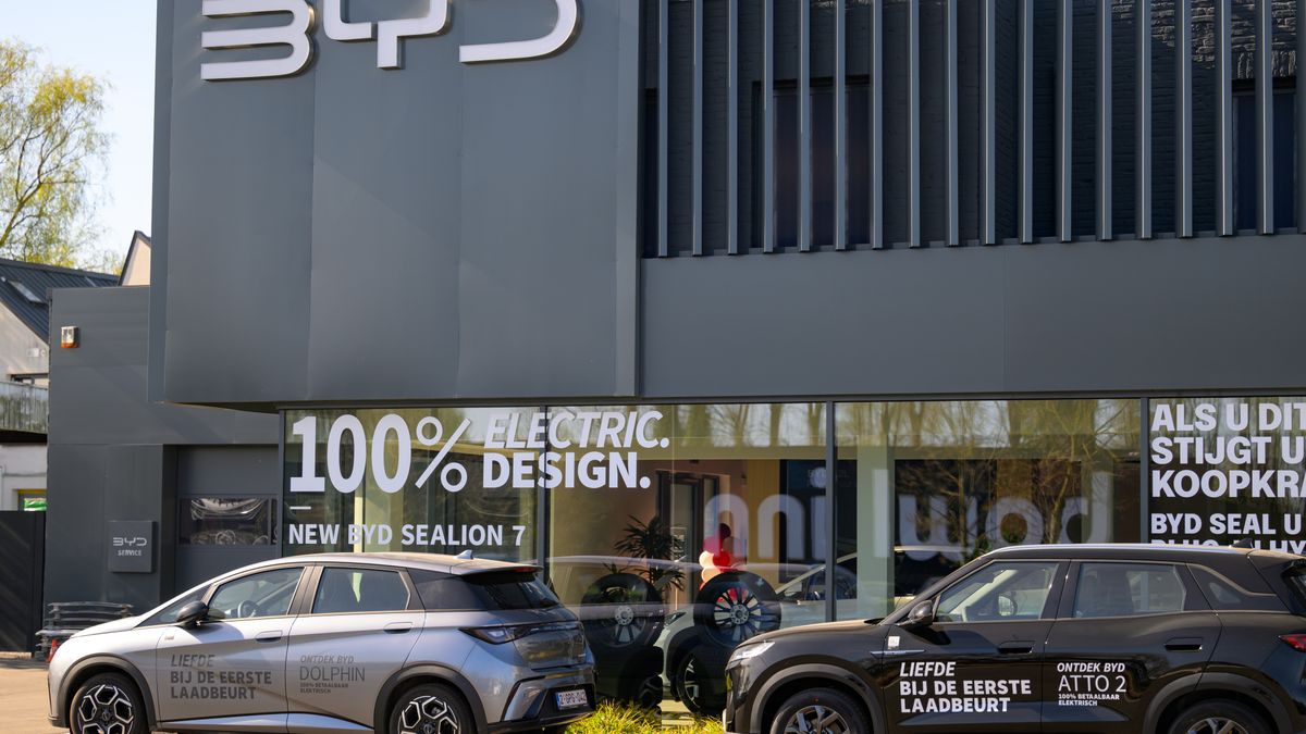 BYD builds its first European passenger car factory in Szeged, Hungary, which underlines its commitment to the European market. This factory produces vehicles for the European market. Taken in Ghent, Belgium, on April 6, 2025. (Photo by Jonathan Raa/NurPhoto via Getty Images)