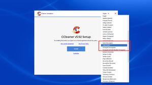 CCleaner: panel instalacji, wybór języka