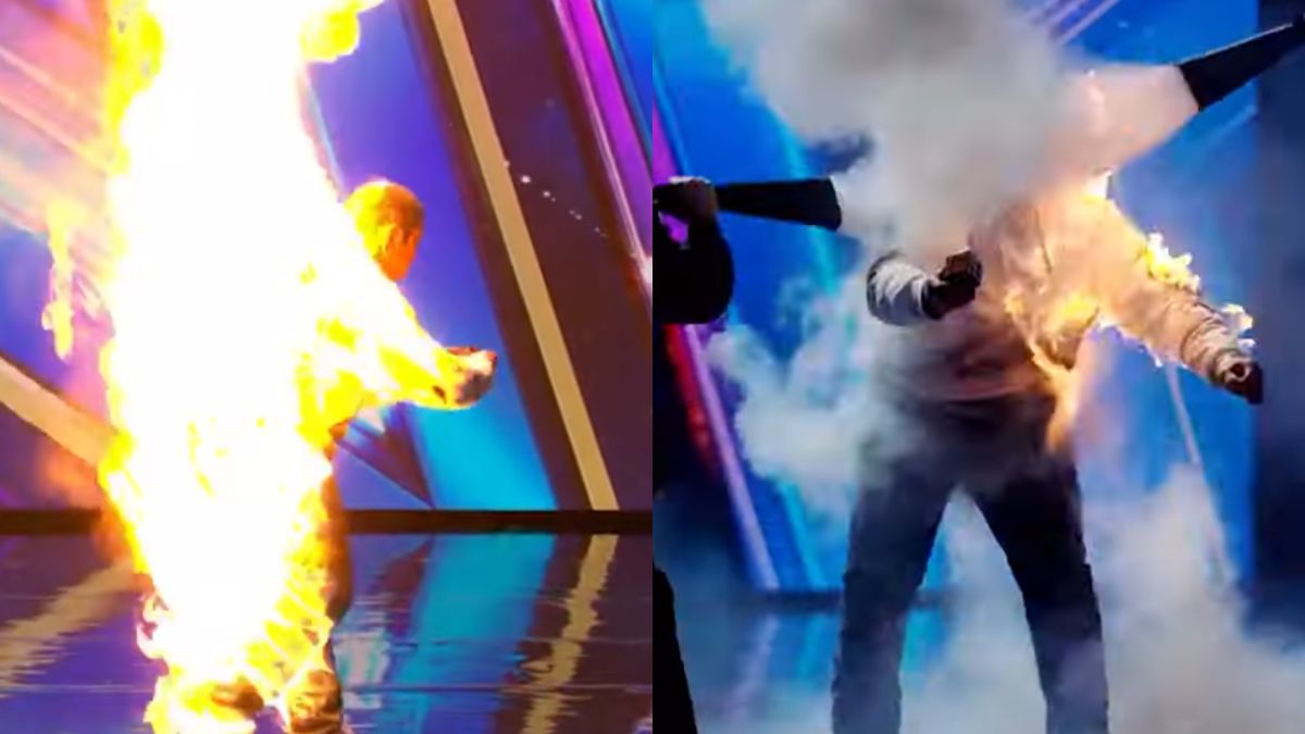 Britain's Got Talent - uczestnik programu podpalił się na scenie.