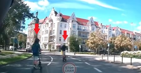 Tak szarżowali na hulajnogach! Nagranie mówi wszystko. "Ameby"