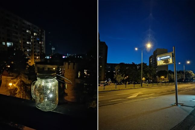 Tryb nocny - pierwszy plan jest ostry, a algorytmy SI odszumiają tło 