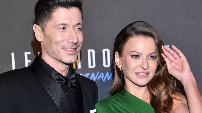 Anna Lewandowska i Robert Lewandowski na premierze "Lewandowski Nieznany"