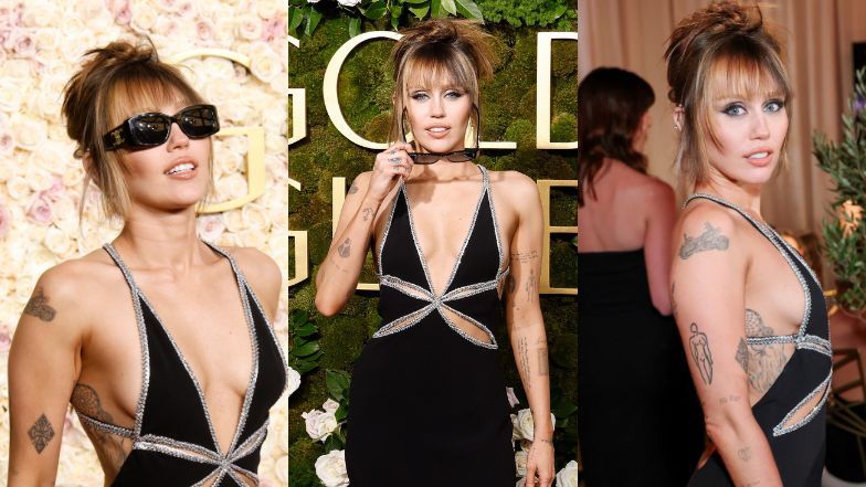 Wydekoltowana Miley Cyrus posyła zalotne spojrzenia, zdejmując o