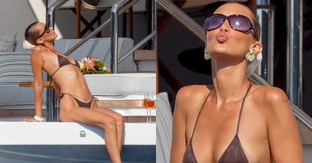 Odziana w MIKROBIKINI Bella Hadid wygrzewa kości na wypasionym jachcie. Żyć nie umierać? (ZDJĘCIA)