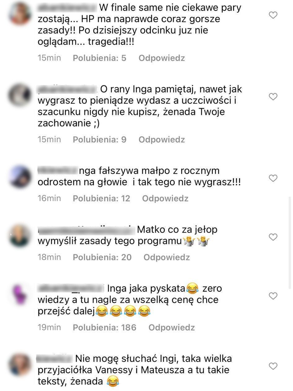 Widzowie krytykują Ingę 