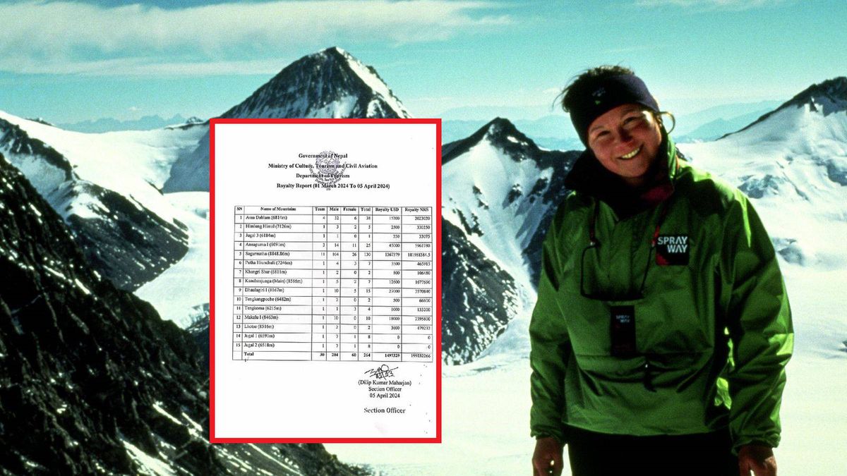Alison Hargreave podczas zejścia z Mount Everestu