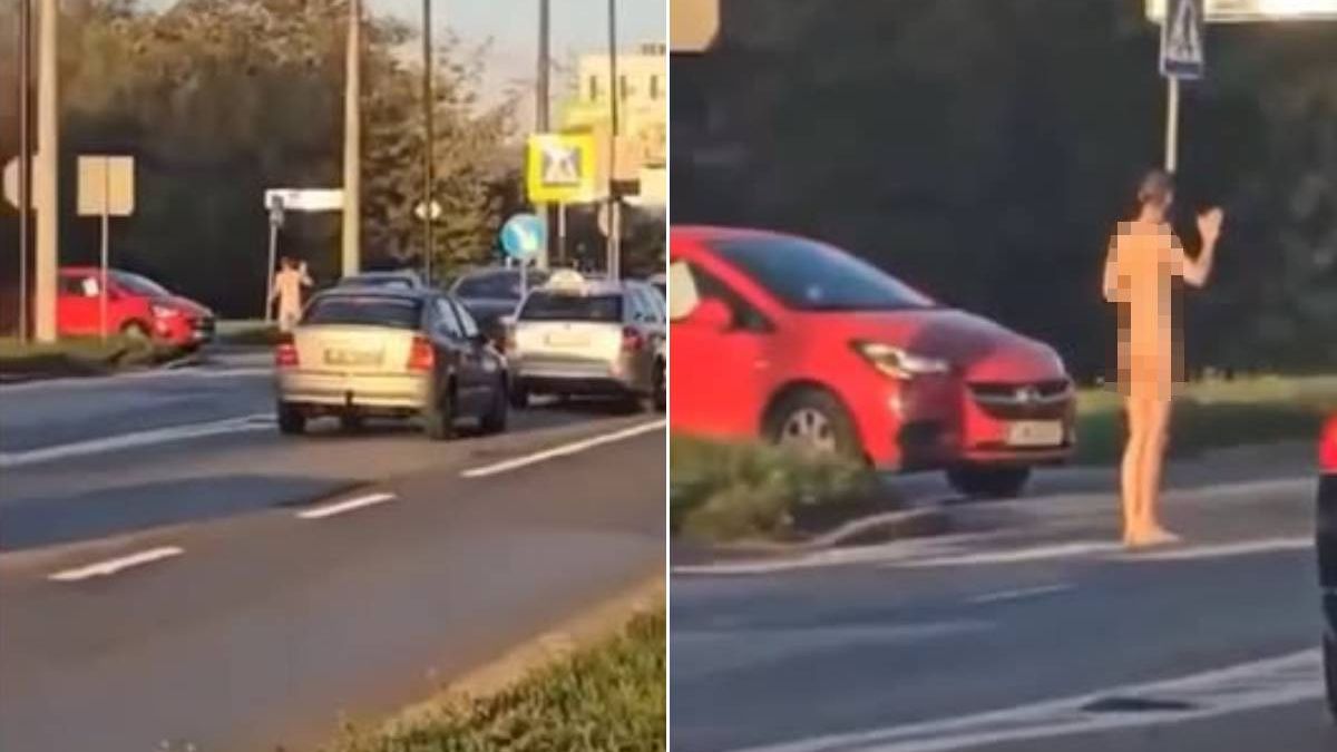 Nagi mężczyzna próbował złapać stopa w Lublinie