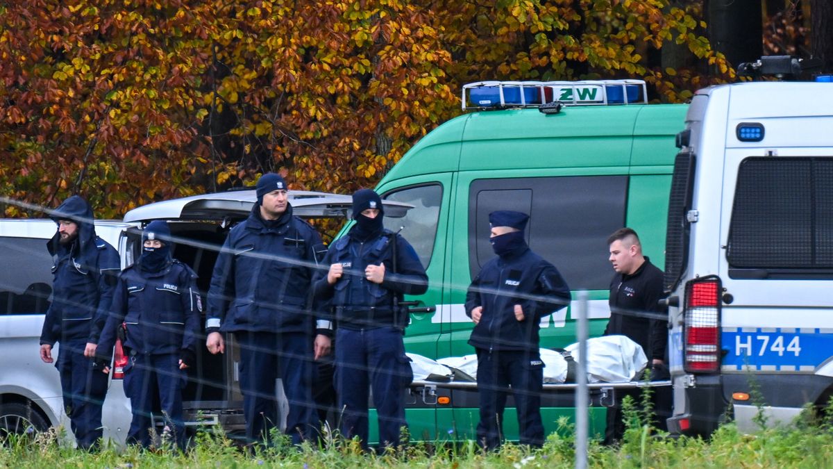 Funkcjonariusze służb w okolicach zbiornika wodnego Lepusz, gdzie znaleziono ciało